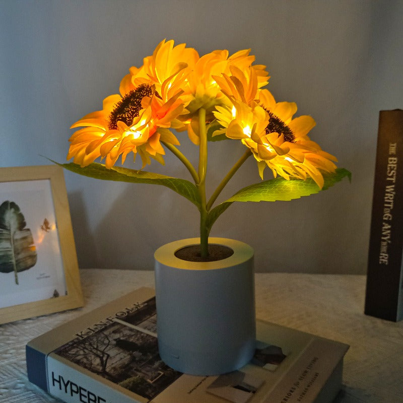 Rechargeable Sunflower LED Night Light – Decorative Bedside Lamp for Girls' Room | Funbrant Decor 🌻✨