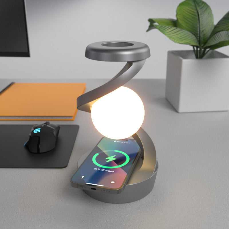 Levitating LED Moon Lamp with Wireless Charger | Floating 3D Moon Light for Bedroom & Office