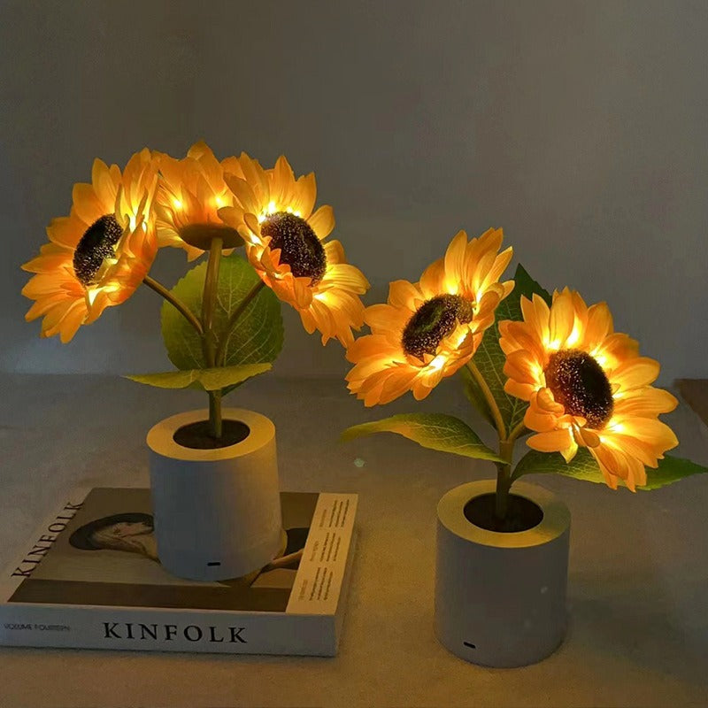 Rechargeable Sunflower LED Night Light – Decorative Bedside Lamp for Girls' Room | Funbrant Decor 🌻✨